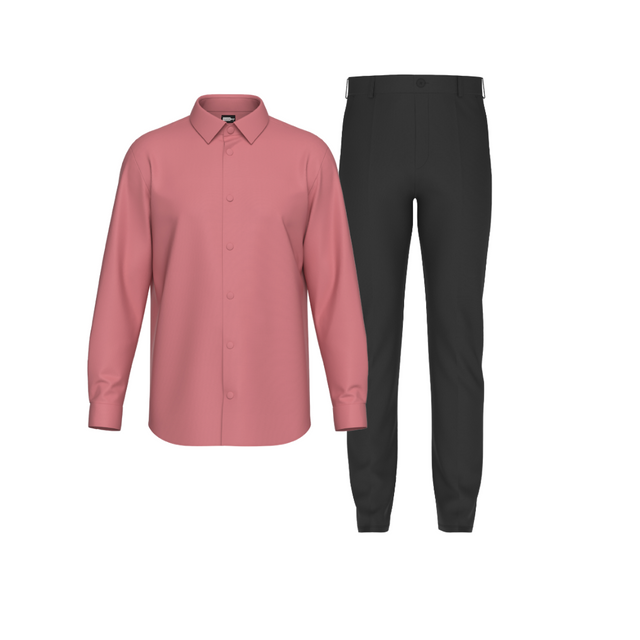 Tailored Black Pant In Icy Cotton with Tailored Pink Shirt