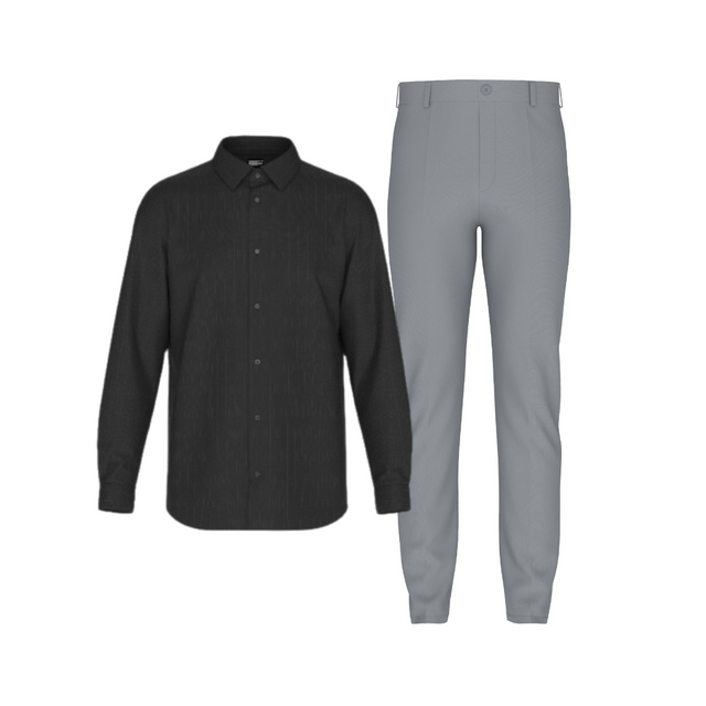 Tailored Slate Gray Pant In Icy Cotton with Tailored Sleek Gray Shirt