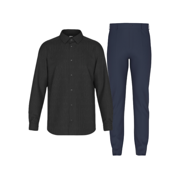 Tailored Navy Blue Pant In Icy Cotton with Tailored Sleek Gray Shirt