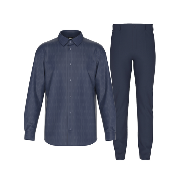 Tailored Navy Blue Pant In Icy Cotton with Tailored Navy Blue Shirt