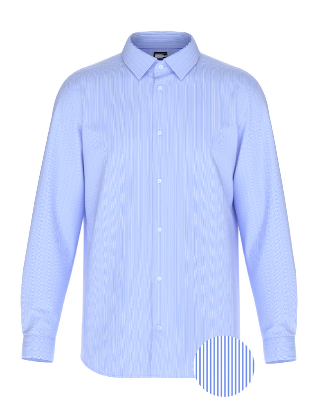 Tailored Blue White Lines Shirt In Icy Cotton 4-Way Stretch