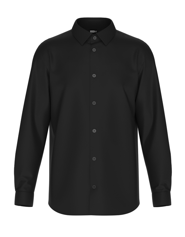 Tailored Black Icy Cotton Shirt 4-Way Stretch