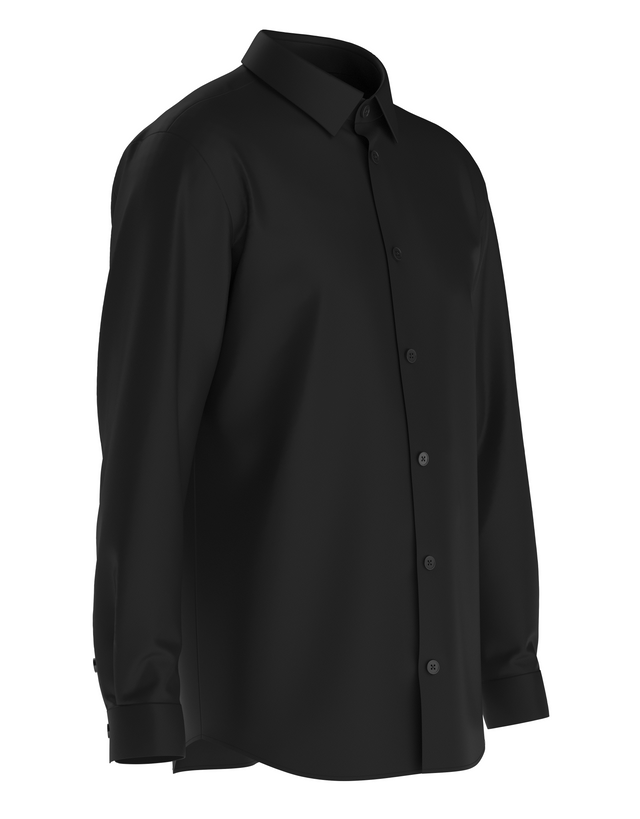 Tailored Black Icy Cotton Shirt 4-Way Stretch