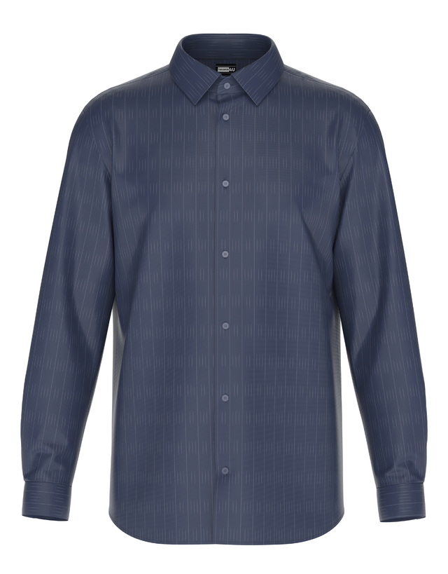 Tailored Navy Blue Shirt In Icy Cotton 4-Way Stretch