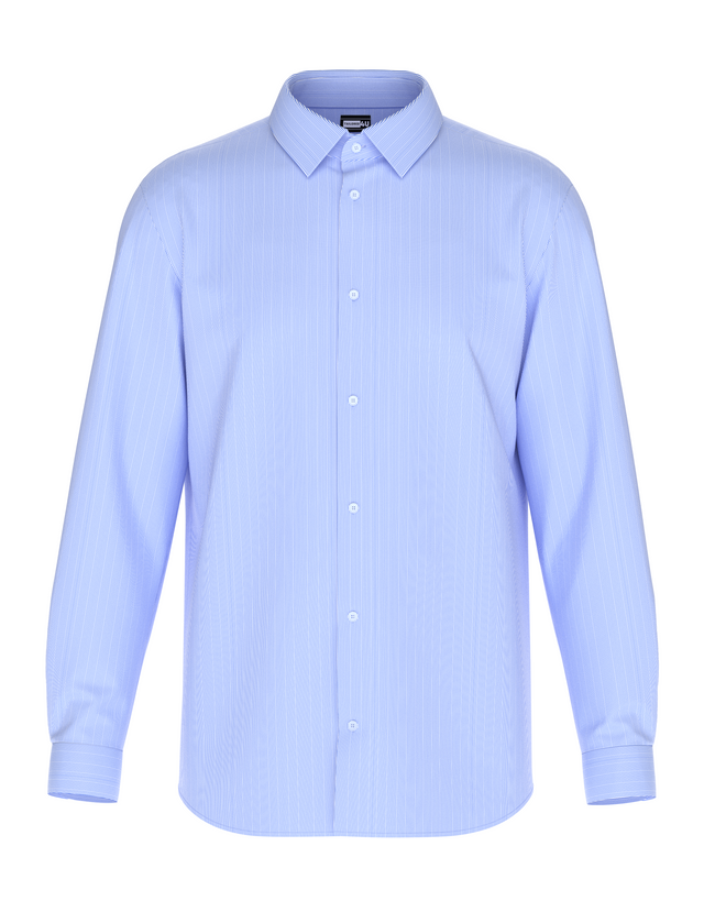 Tailored Blue White Lines Shirt In Icy Cotton 4-Way Stretch