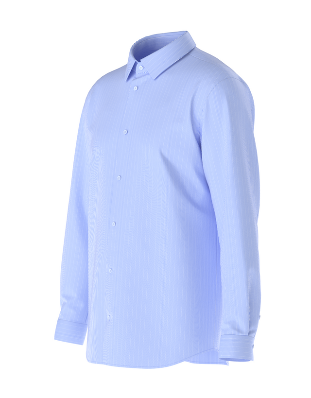 Tailored Blue White Lines Shirt In Icy Cotton 4-Way Stretch