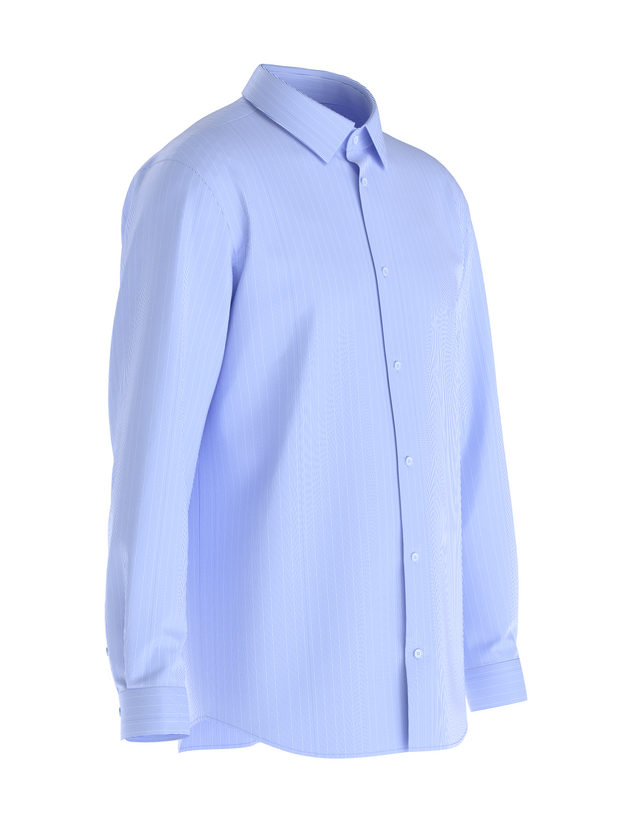 Tailored Blue White Lines Shirt In Icy Cotton 4-Way Stretch