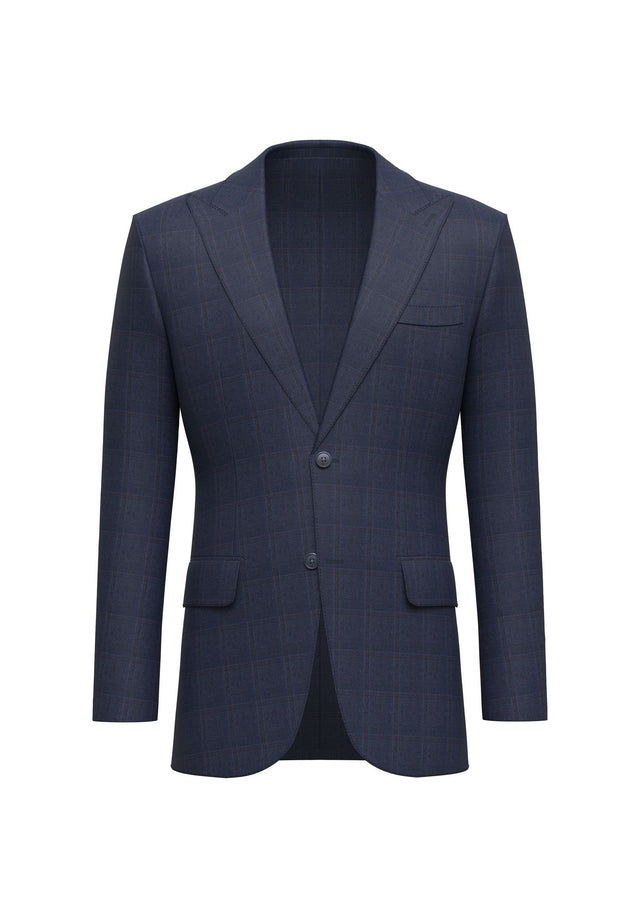 Mid Blue Check Pure Wool 130's Jacket