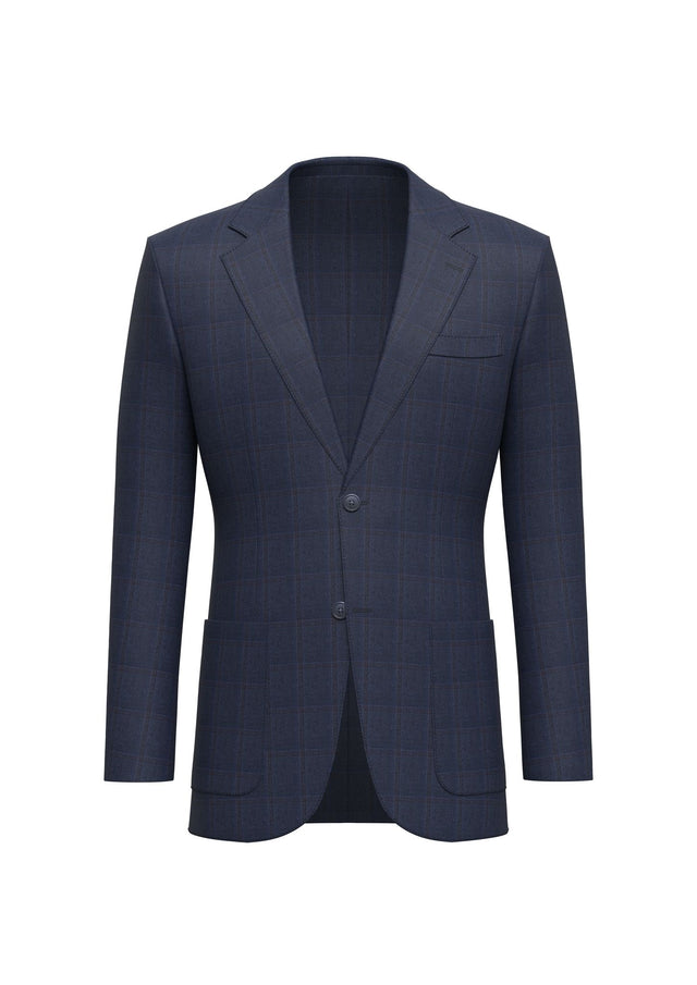 Mid Blue Check Pure Wool 130's Jacket