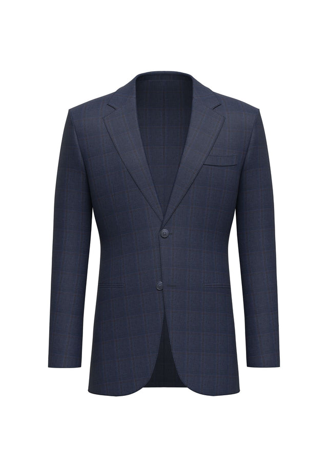 Mid Blue Check Pure Wool 130's Jacket