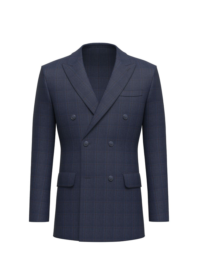 Mid Blue Check Pure Wool 130's Jacket